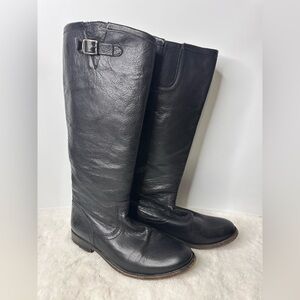 Frye Pippa Tall Back Zip Riding Boots Size 8 In Black Cowhide